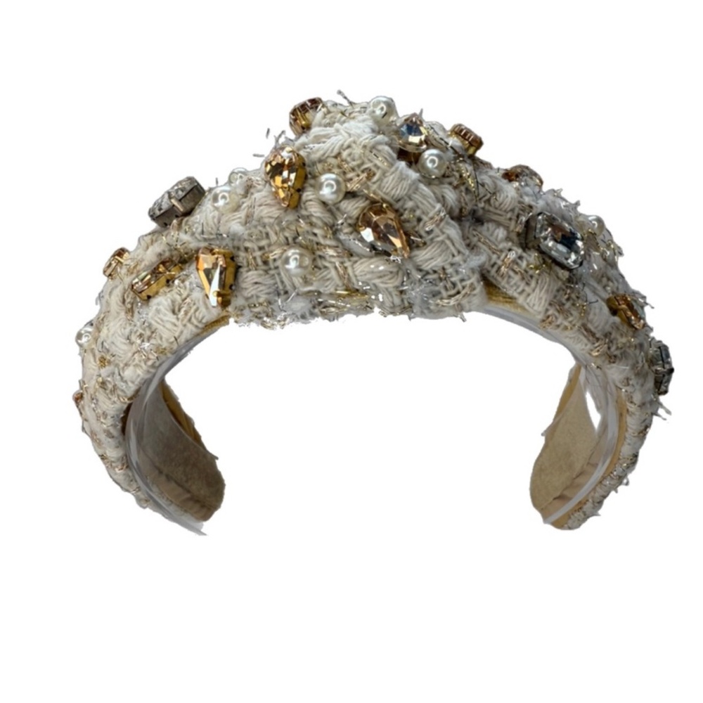 200. NEW The Ivory Pearl Rhinestone Tweed Headband